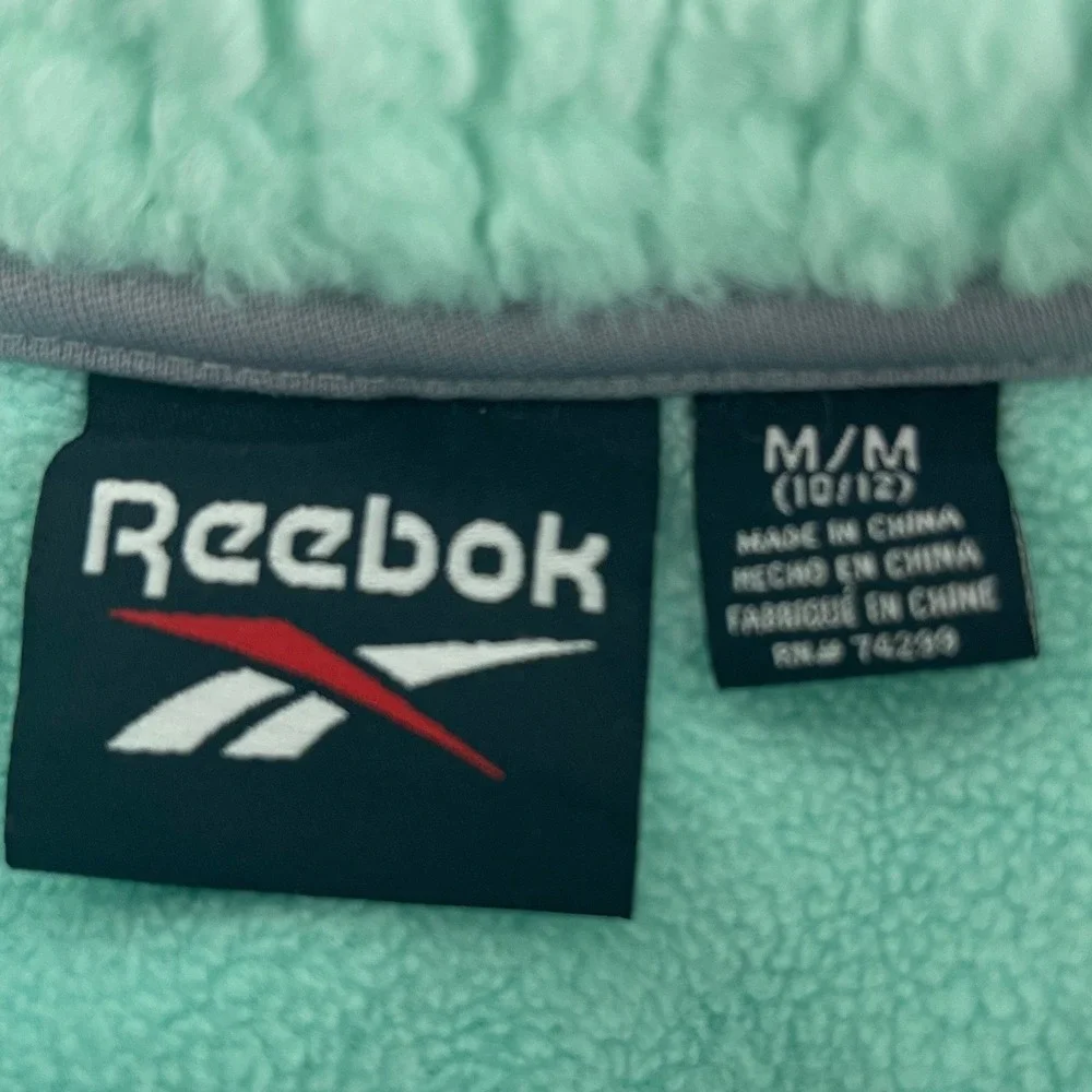Reebok Youth M 10/12 Mint Green Full Zip Fleece Jacket High Pile Sherpa